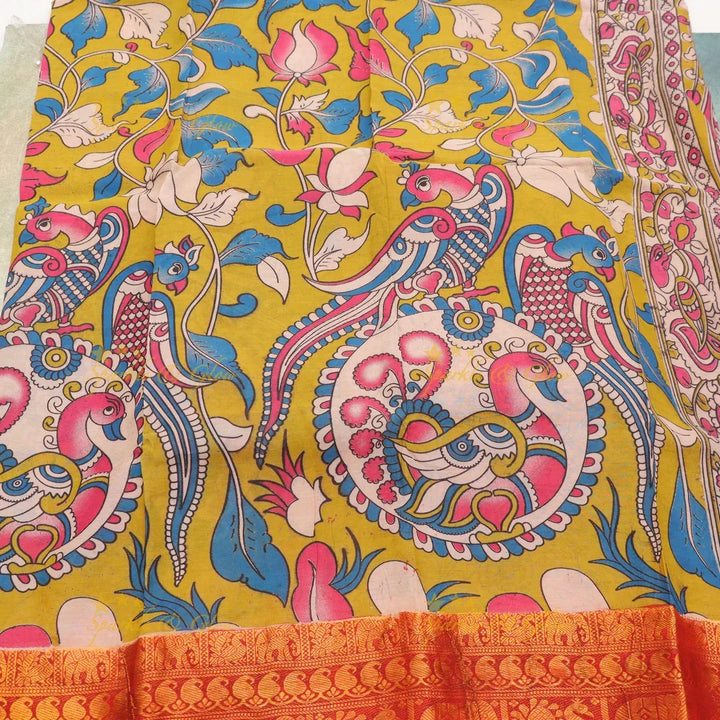 Exquisite Kalamkari Saree & Temple Jewellery Set