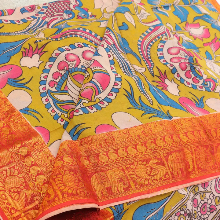 Exquisite Kalamkari Saree & Temple Jewellery Set