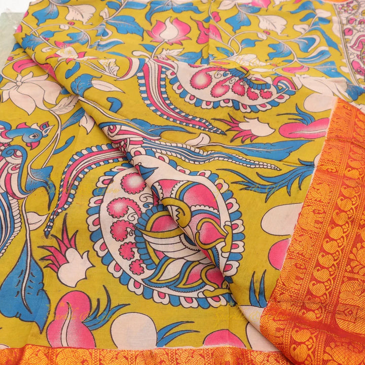 Exquisite Kalamkari Saree & Temple Jewellery Set