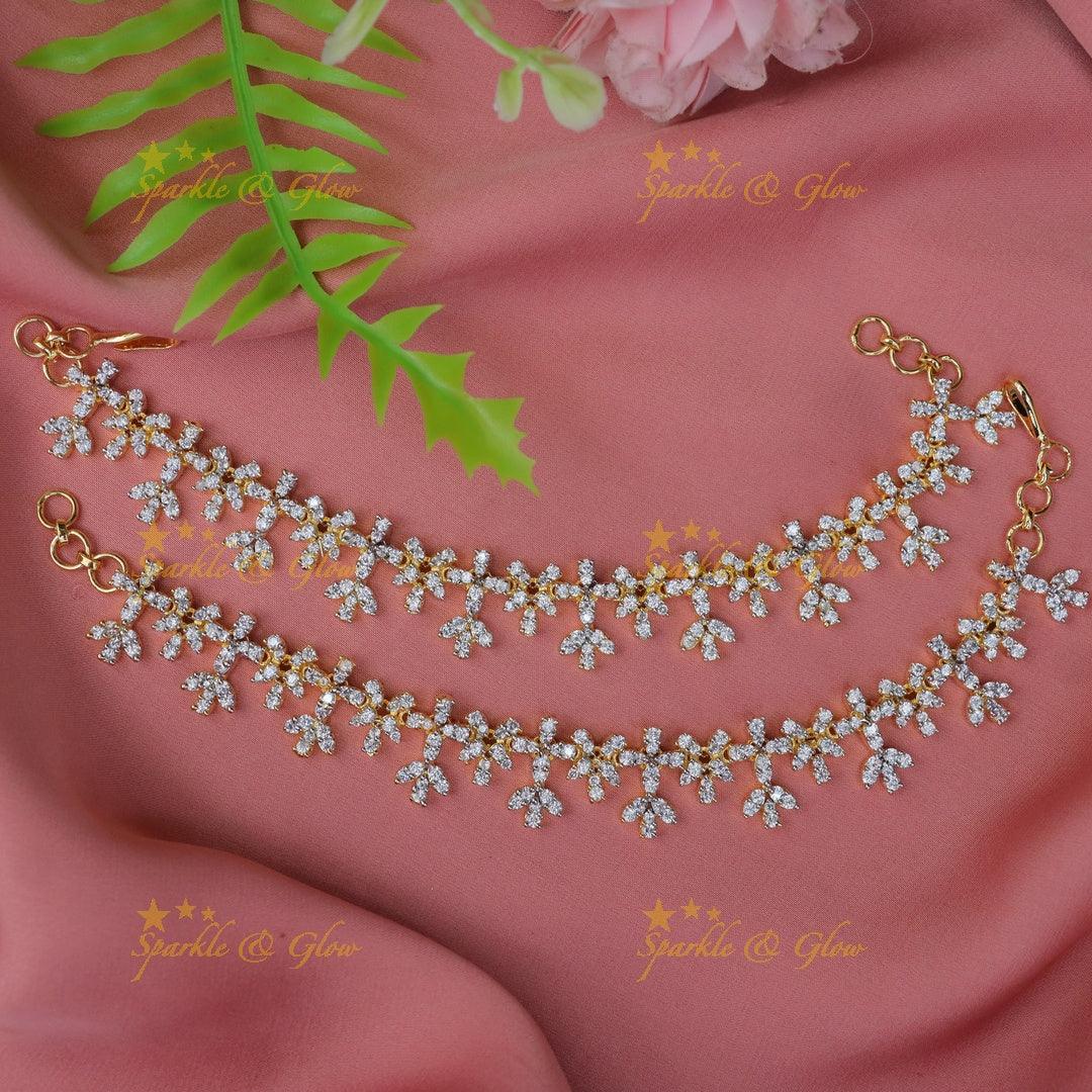 Sparkling Earchain with American Diamonds