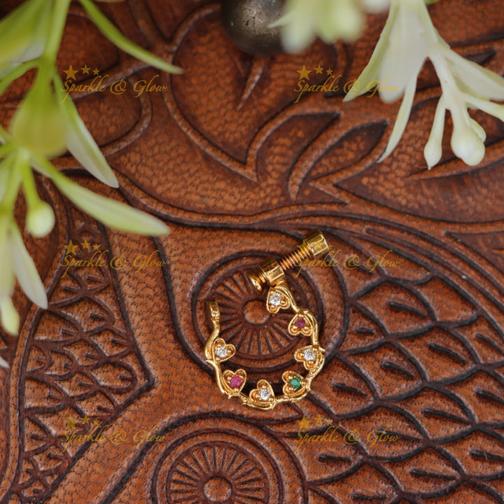 Exquisite Heart Gold Nosepin for Special Occasions