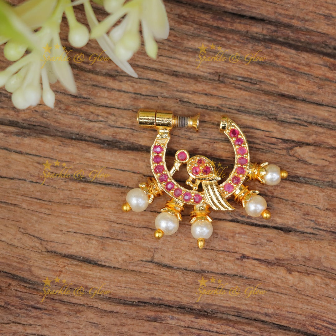 Exquisite Peacock Pearl Nosepin - Elevate Your Elegance