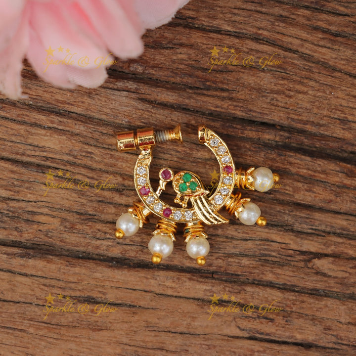 Exquisite Peacock Pearl Nosepin - Elevate Your Elegance