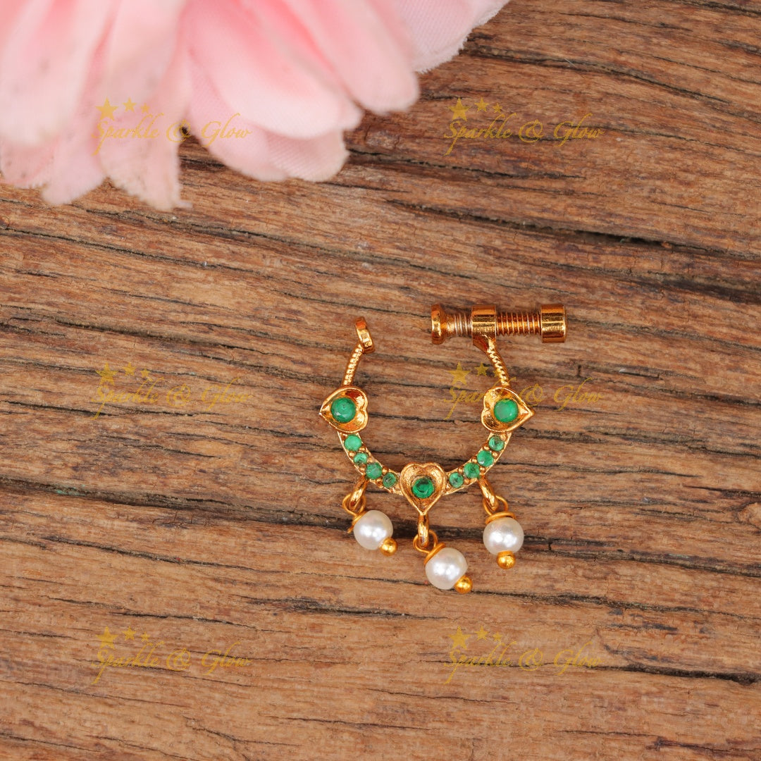 Mesmerizing Pearl Heart Nose Pin for Elegant Grace
