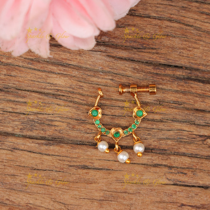 Mesmerizing Pearl Heart Nose Pin for Elegant Grace