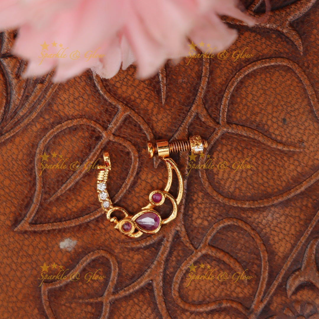 Gold Plated Peacock Nosepin for Wedding Elegance