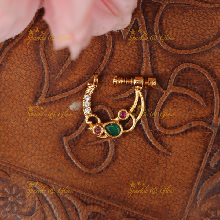 Gold Plated Peacock Nosepin for Wedding Elegance
