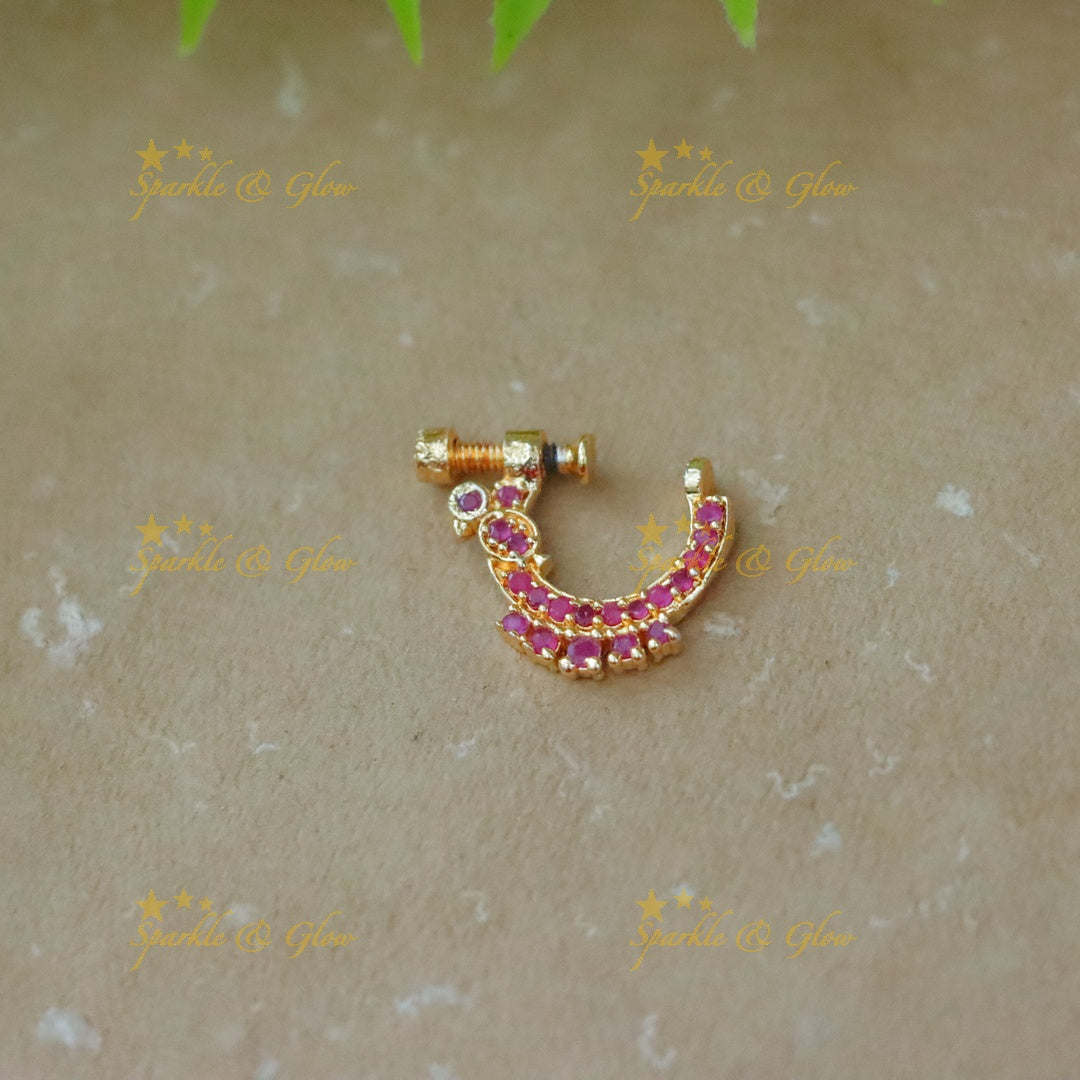 Elegant Gold Peacock Nosepin for Festive Charisma