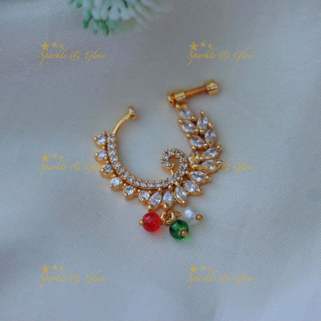 Multicolor Bead Peacock Nosepin - Shine with Elegance