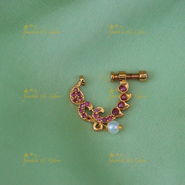 Exquisite Mango Curve Nosepin for Festive Flair