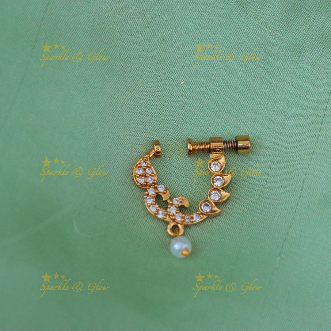 Exquisite Mango Curve Nosepin for Festive Flair