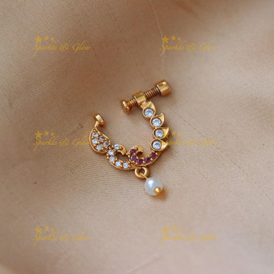 Exquisite Mango Curve Nosepin for Festive Flair