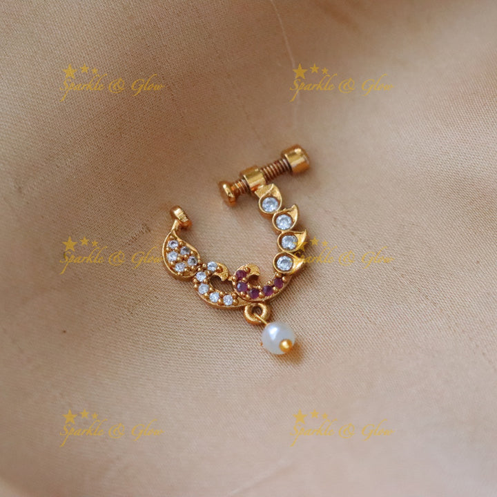 Exquisite Mango Curve Nosepin for Festive Flair