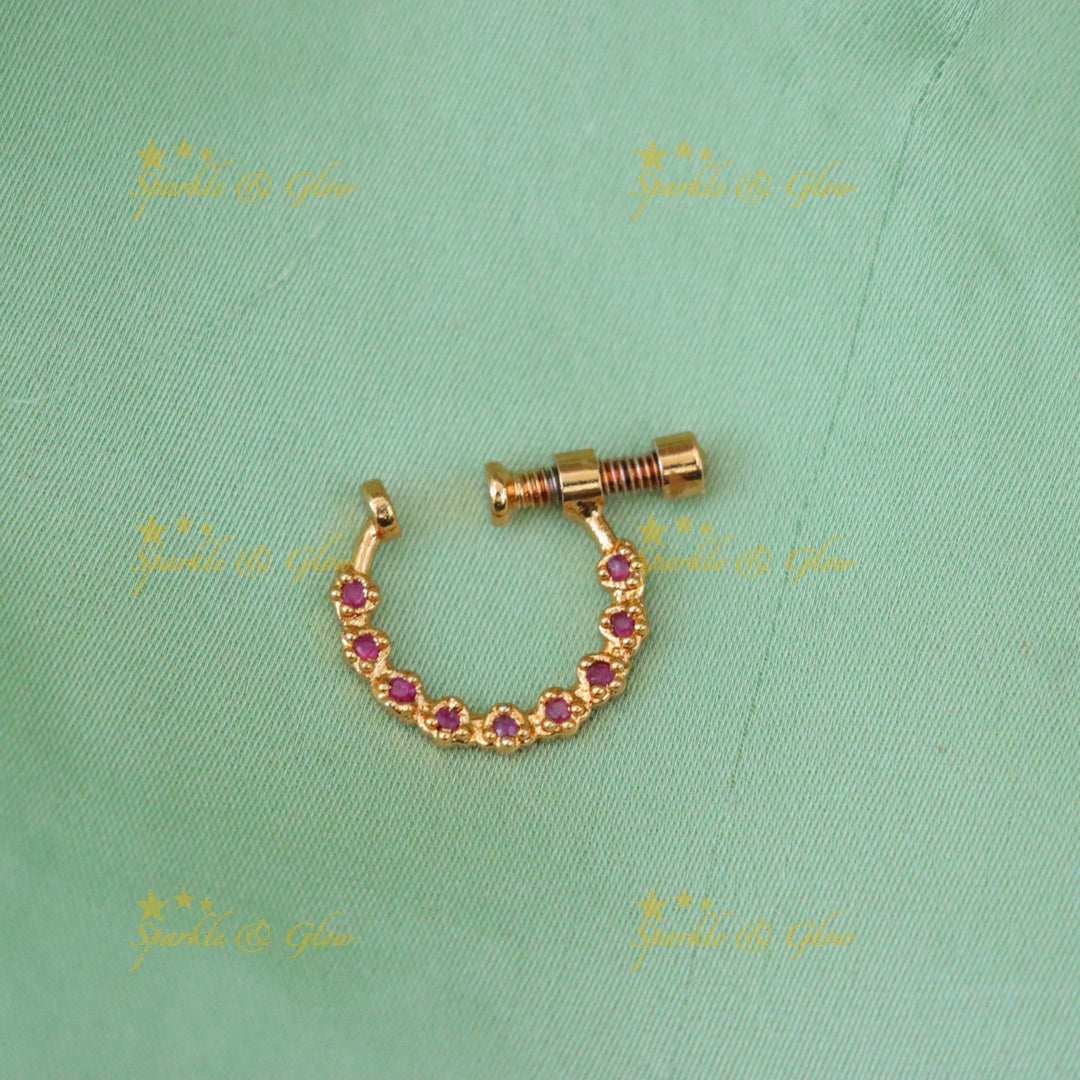 Elegant Gold-Plated Nosepin with Sparkling Stones