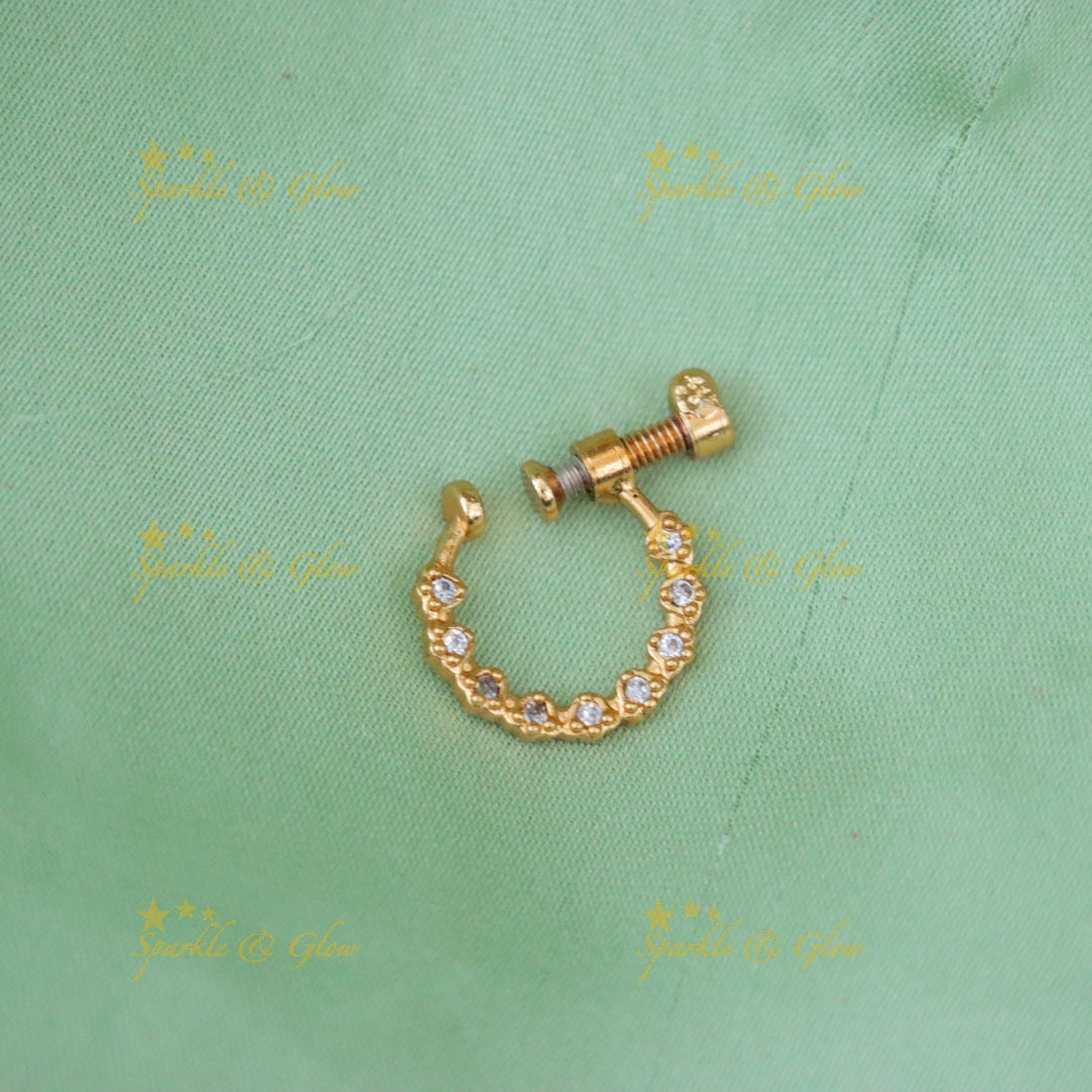 Elegant Gold-Plated Nosepin with Sparkling Stones