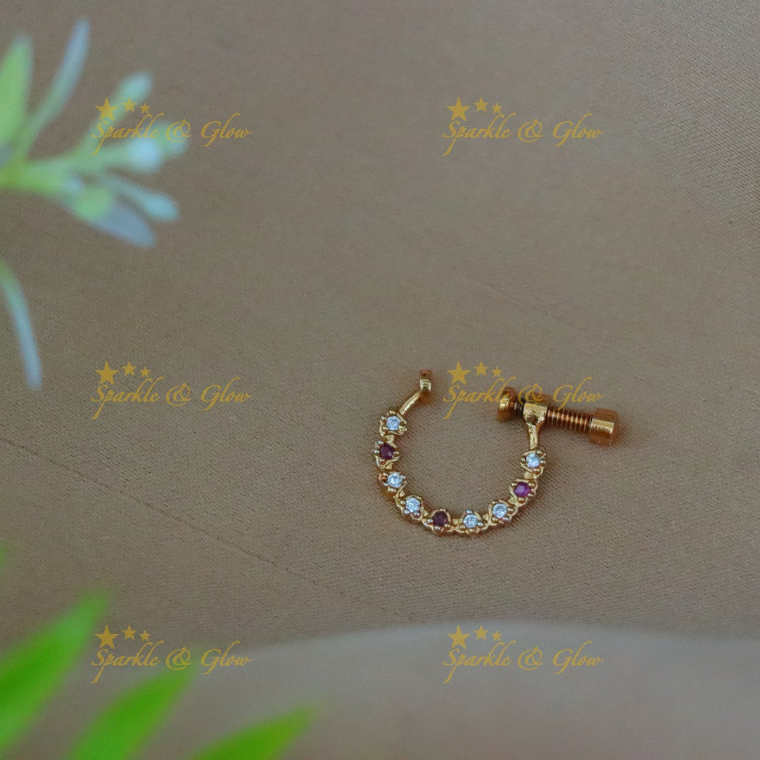 Elegant Gold-Plated Nosepin with Sparkling Stones