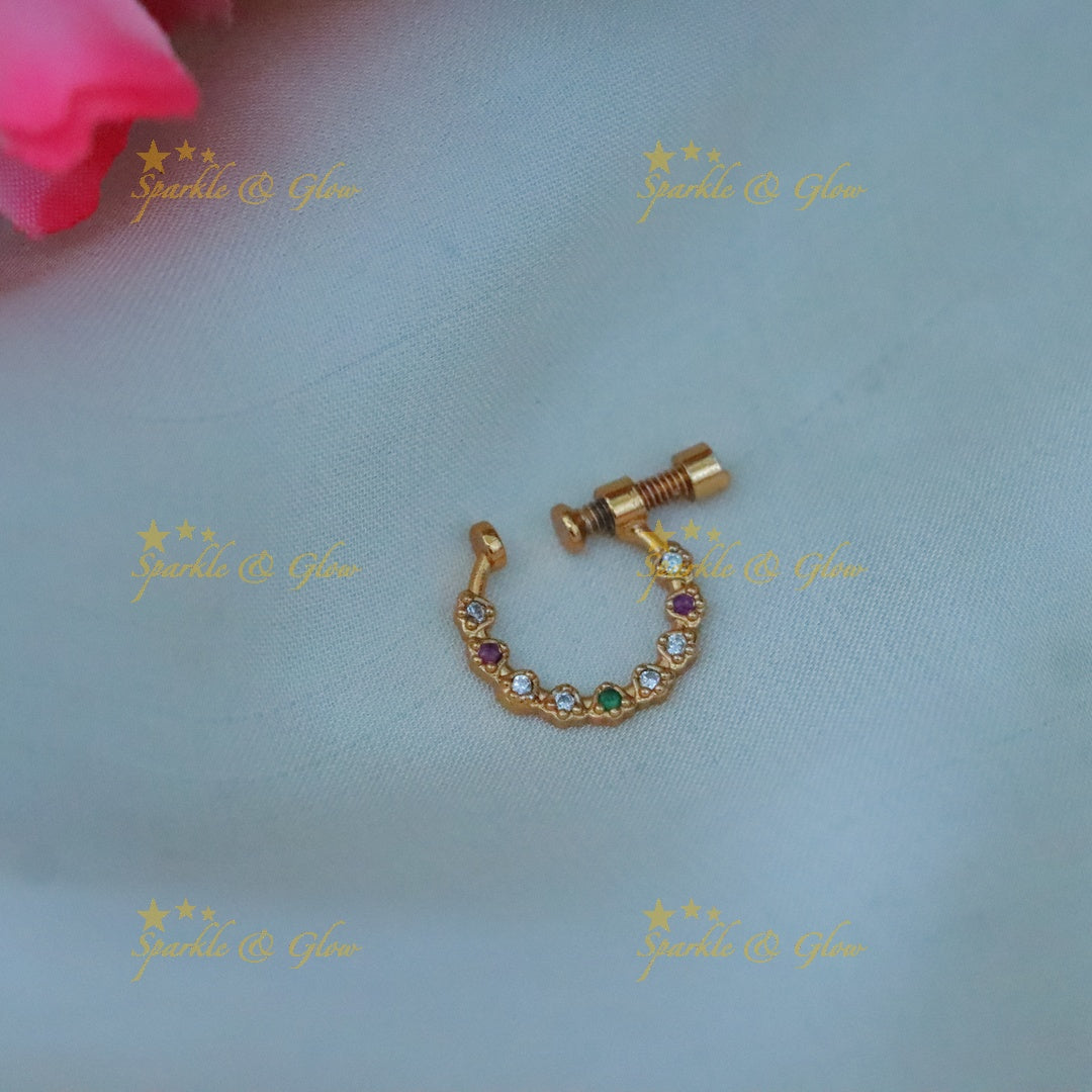 Elegant Gold-Plated Nosepin with Sparkling Stones