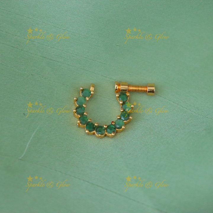 Gold Plated Nose Pin with Ruby for Elegant Glamour