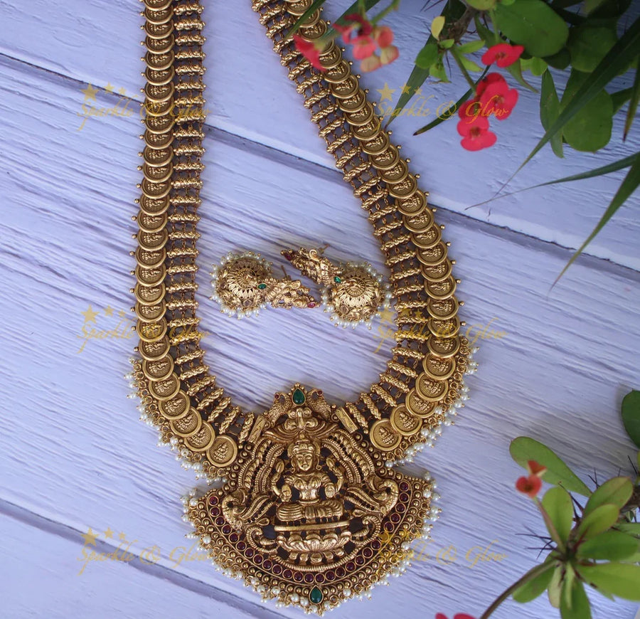Elegant Lakshmi kasu haram - Pearl - Sparkle and Glow
