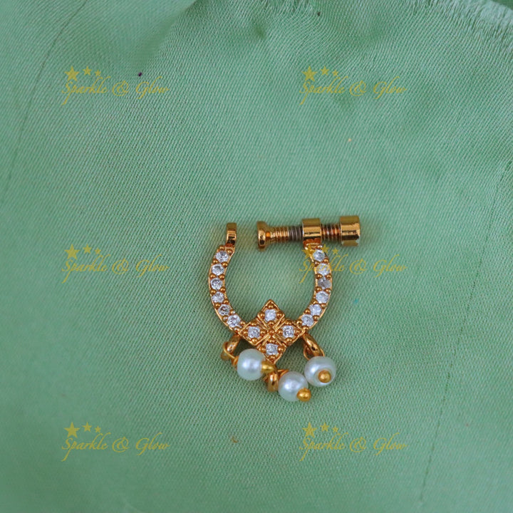 Elegant Festive Pearl & Diamond Style Nosepin Online