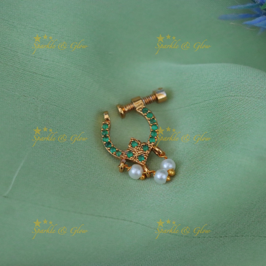 Elegant Festive Pearl & Diamond Style Nosepin Online