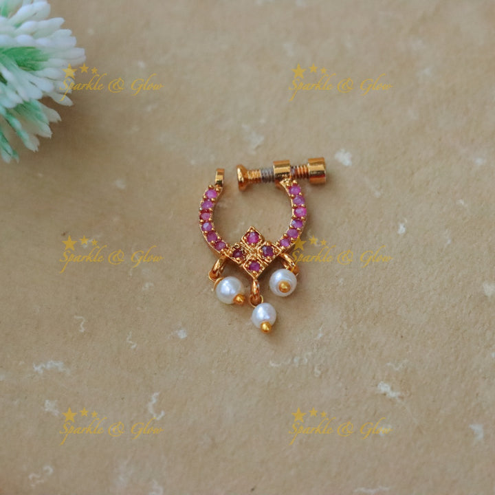 Elegant Festive Pearl & Diamond Style Nosepin Online