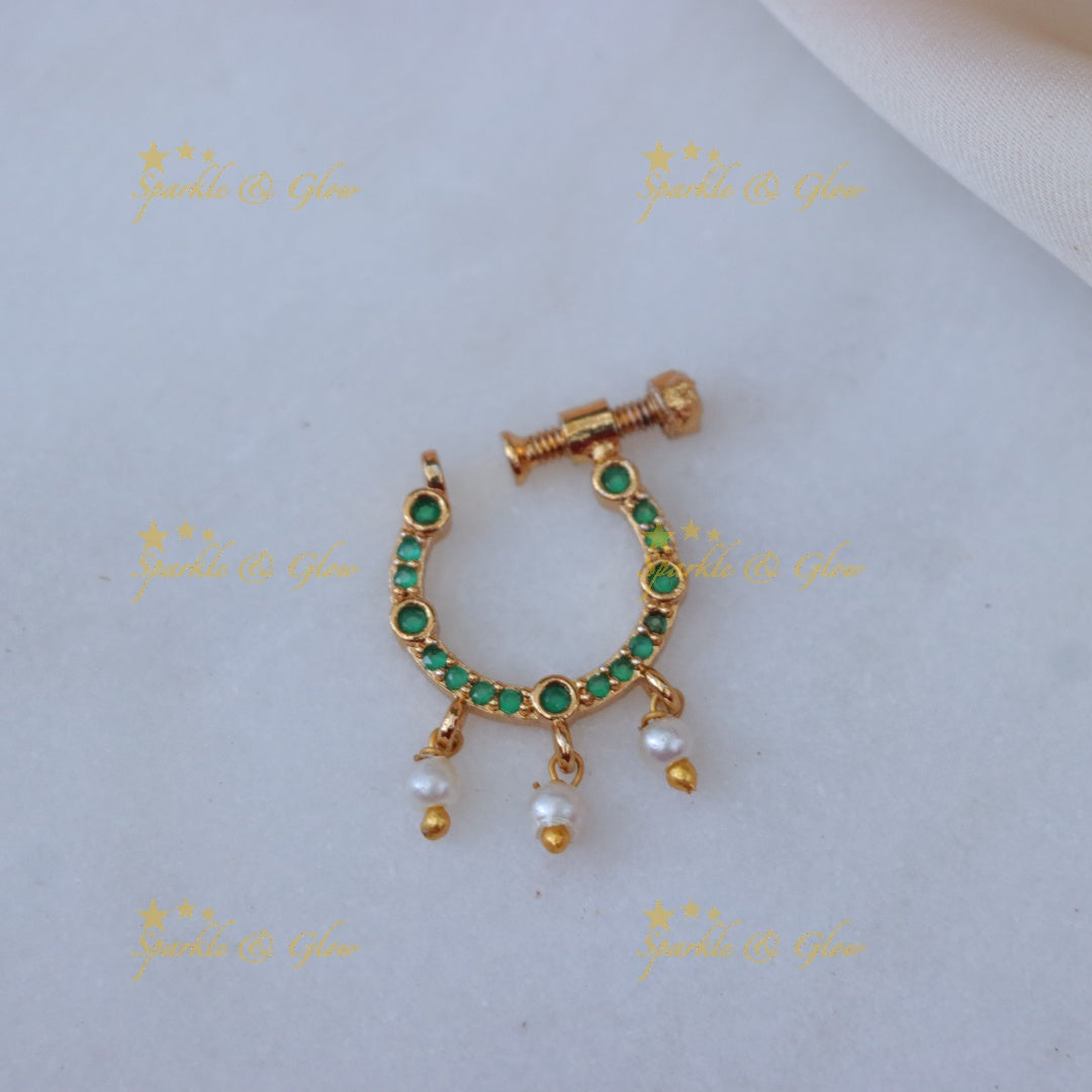 Gold Pearl Nosepin with Elegant Design - Festive Collection
