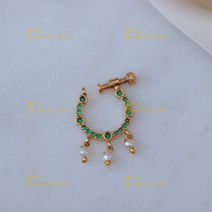 Gold Pearl Nosepin with Elegant Design - Festive Collection