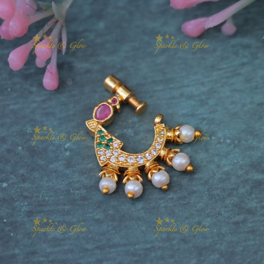Gold-Plated Peacock Nosepin - A Wedding Must-Have