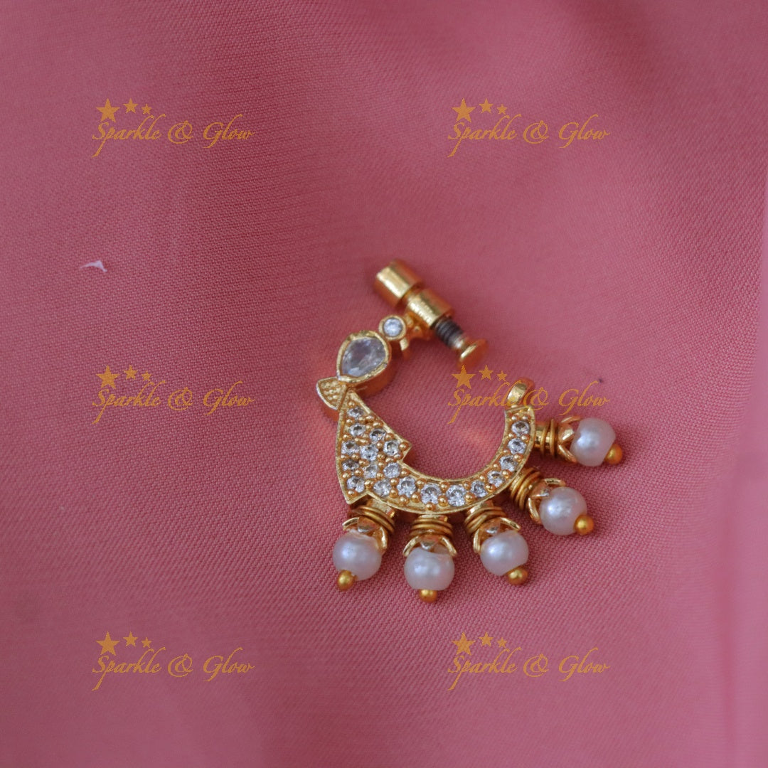 Gold-Plated Peacock Nosepin - A Wedding Must-Have