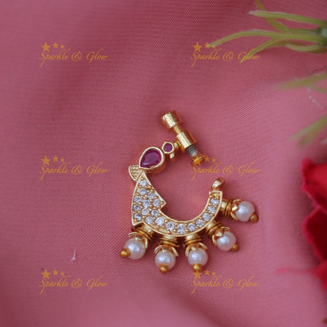 Gold-Plated Peacock Nosepin - A Wedding Must-Have