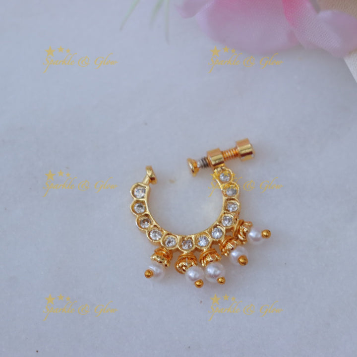 Gold Pearl Nose Ring - Festive & Wedding Collection