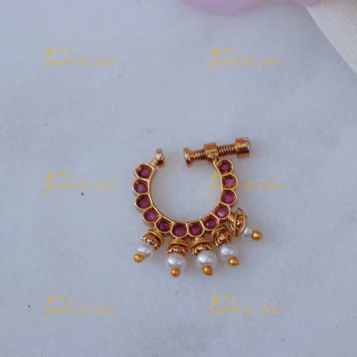 Gold Pearl Nose Ring - Festive & Wedding Collection