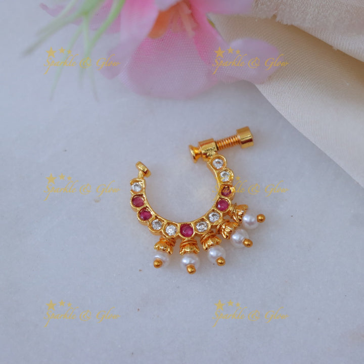 Gold Pearl Nose Ring - Festive & Wedding Collection