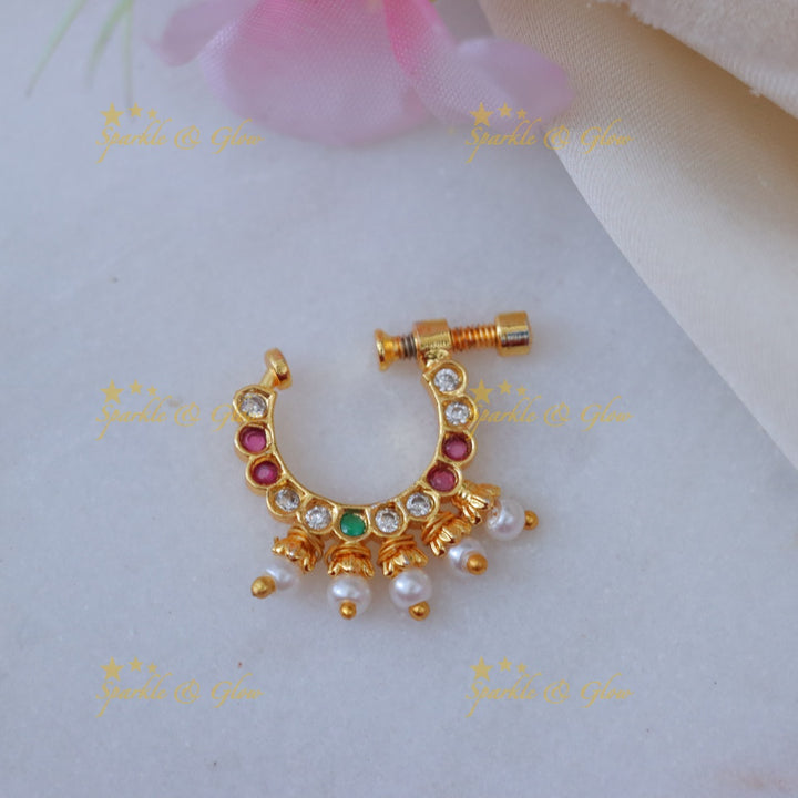 Gold Pearl Nose Ring - Festive & Wedding Collection