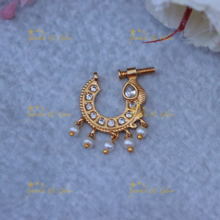 Exquisite Gold Leaf Festive Nosepin - Elegance Redefined