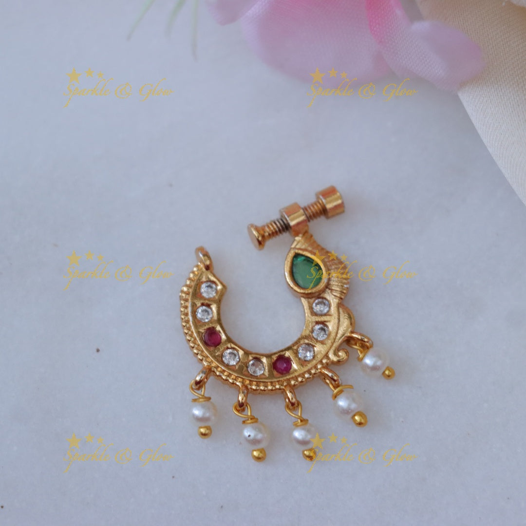 Exquisite Gold Leaf Festive Nosepin - Elegance Redefined