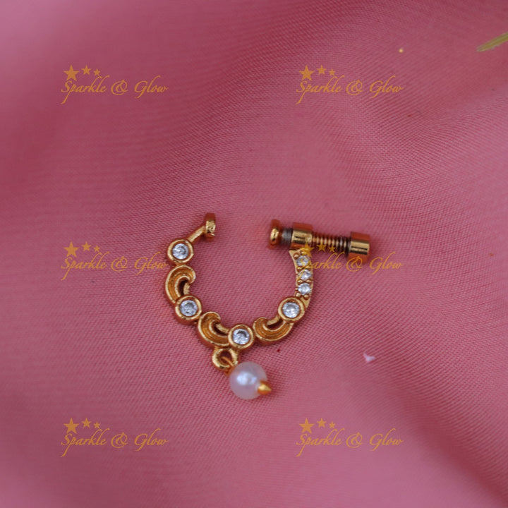 Festive Elegance Gold Stone Nosepin for Weddings