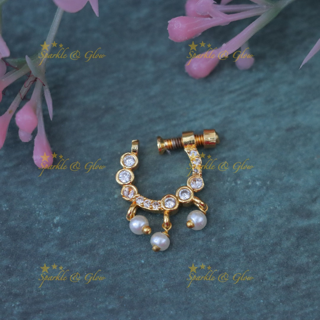 Elegant Gold Pearl Nosepin - Sparkle & Glow Jewel