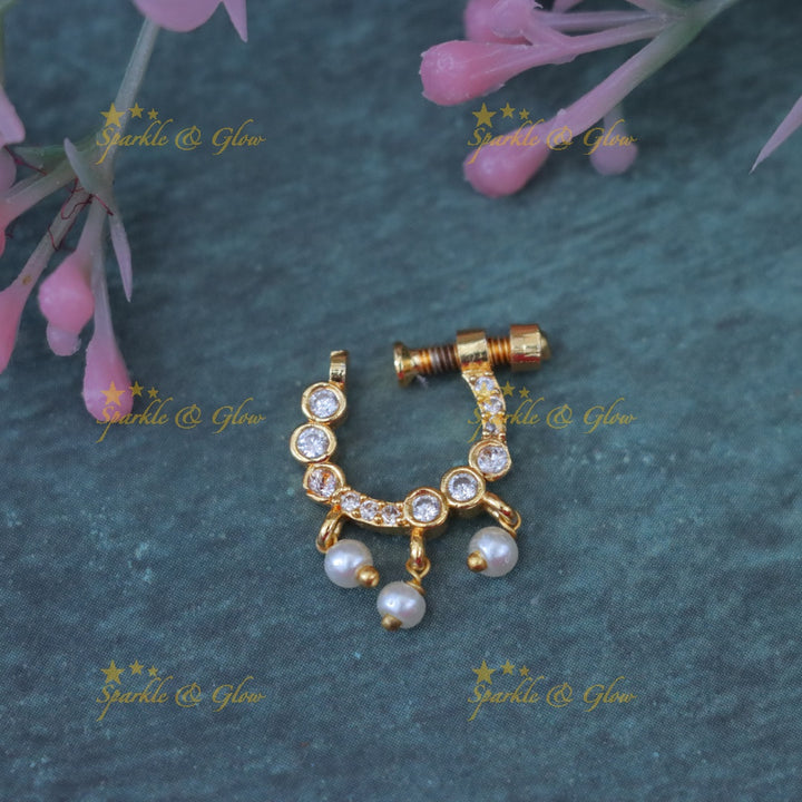 Elegant Gold Pearl Nosepin - Sparkle & Glow Jewel