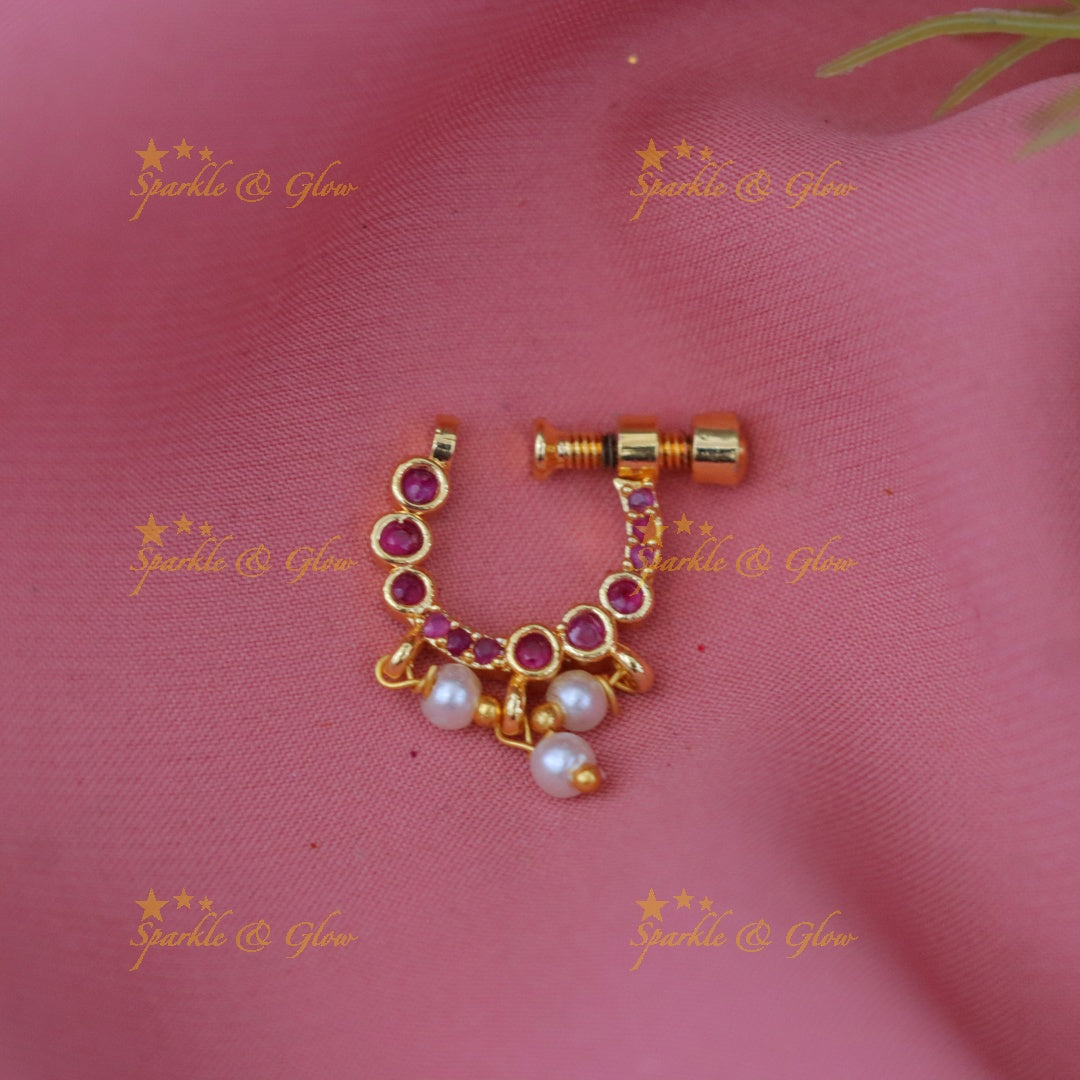 Elegant Gold Pearl Nosepin - Sparkle & Glow Jewel