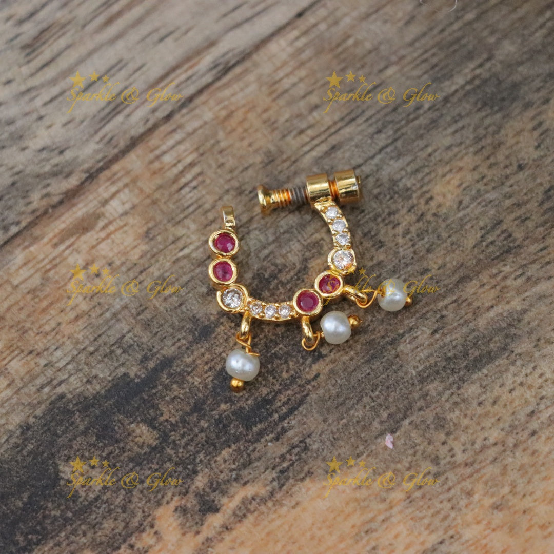 Elegant Gold Pearl Nosepin - Sparkle & Glow Jewel