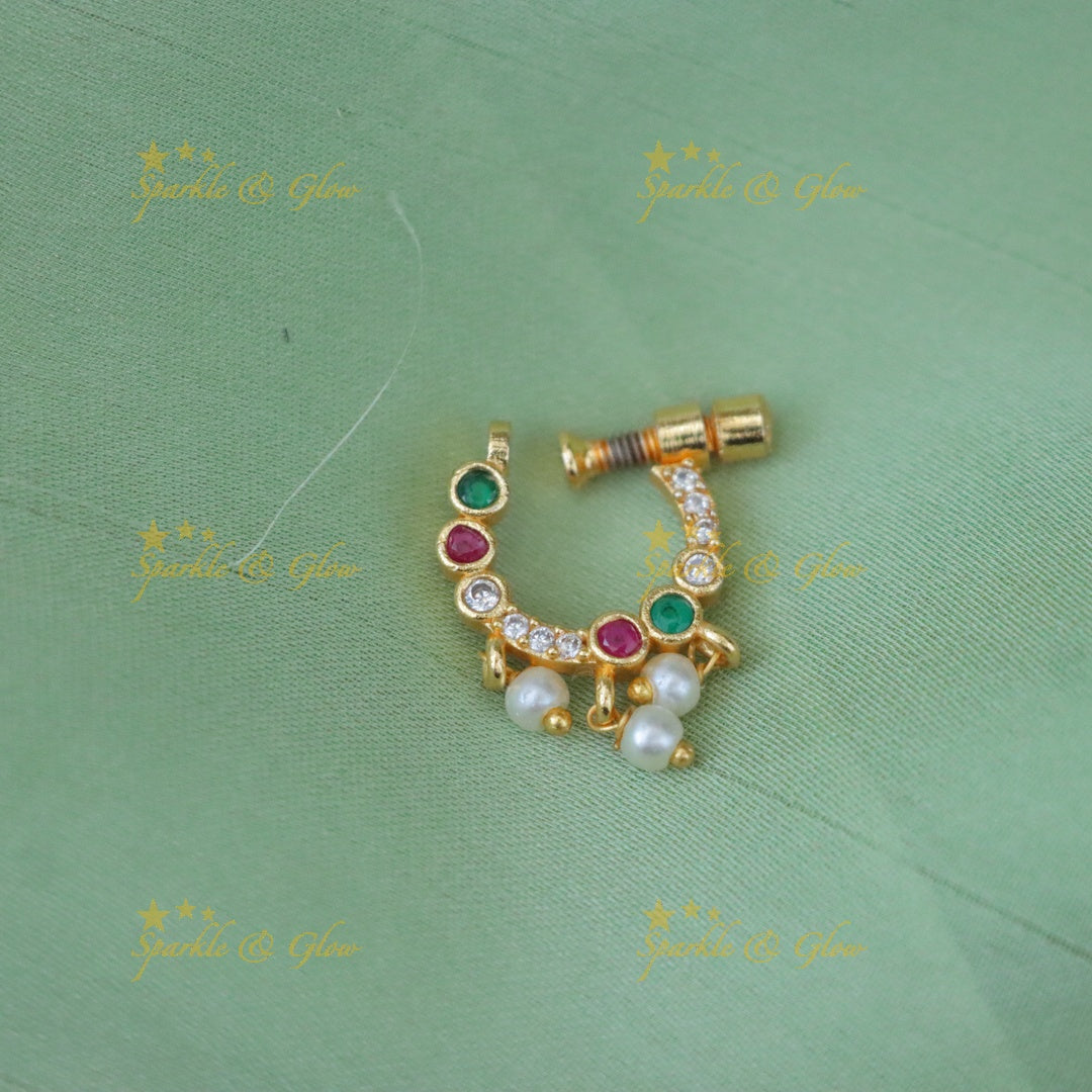 Elegant Gold Pearl Nosepin - Sparkle & Glow Jewel