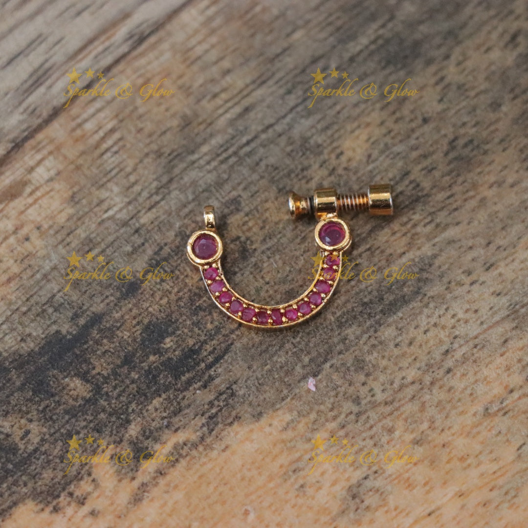 Dazzling Gold Stone Nosepin for Festive Glamour