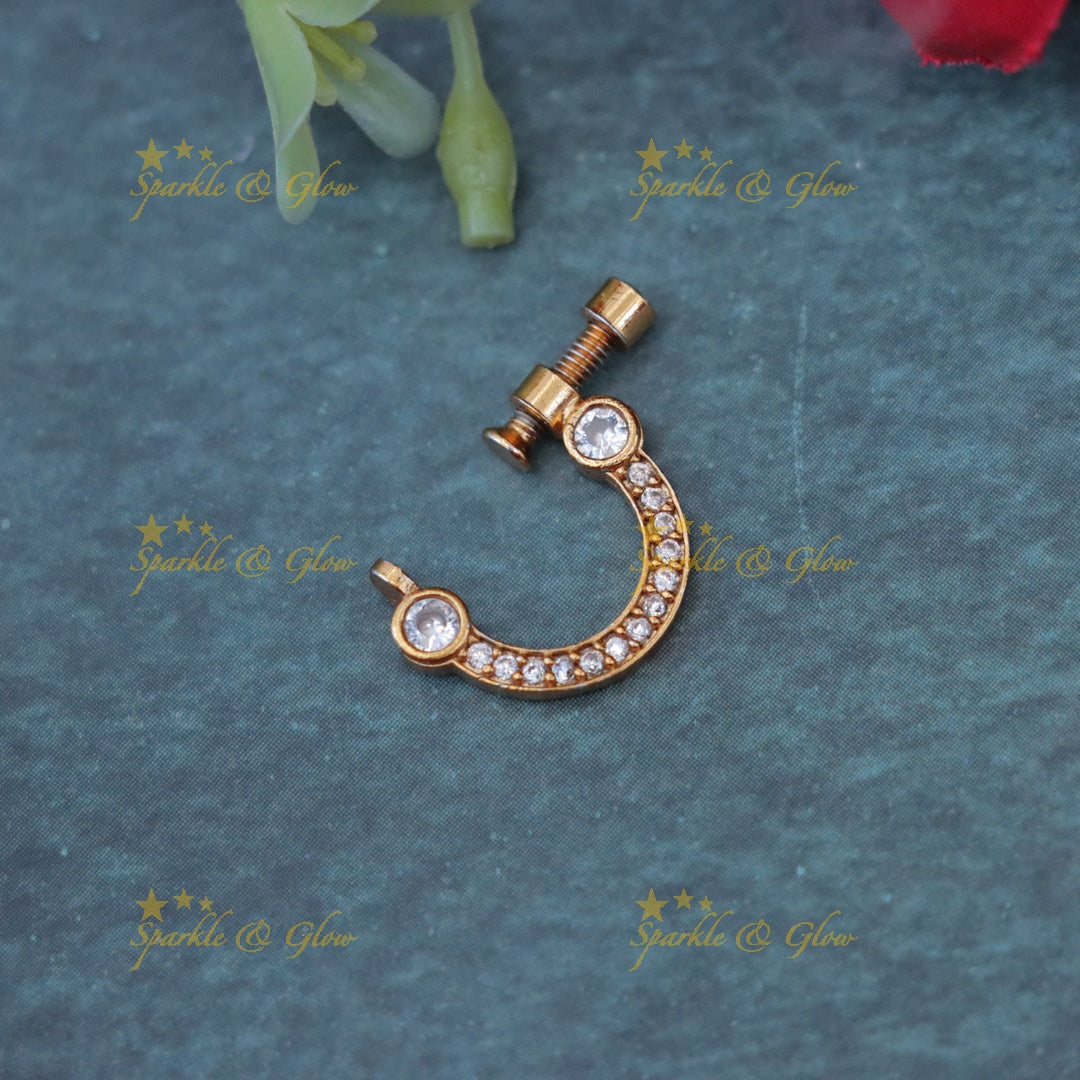 Dazzling Gold Stone Nosepin for Festive Glamour