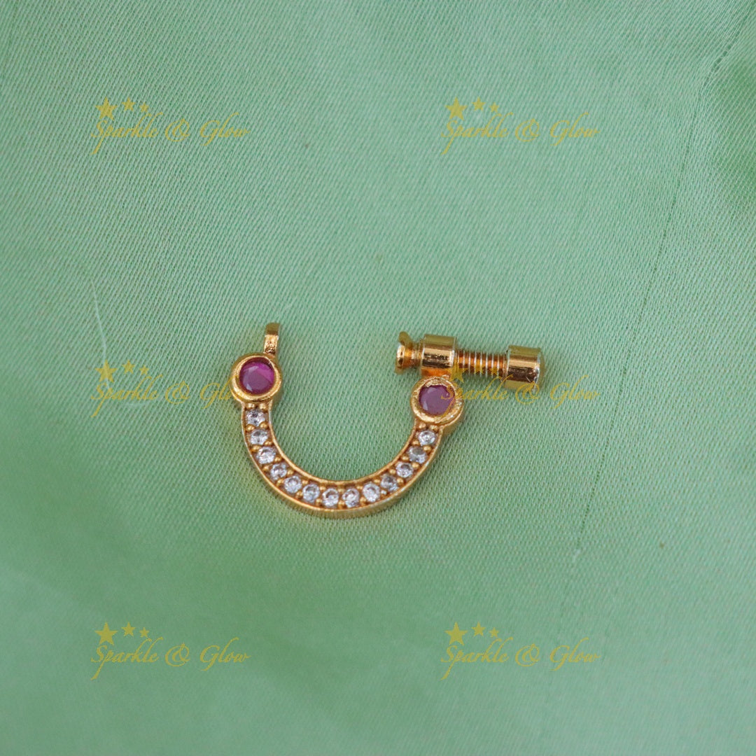 Dazzling Gold Stone Nosepin for Festive Glamour