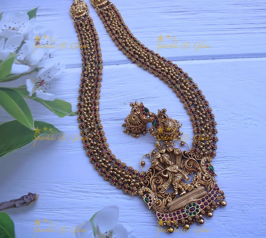 Gold alike cluster Krishna playing flute haram - Sparkle and Glow