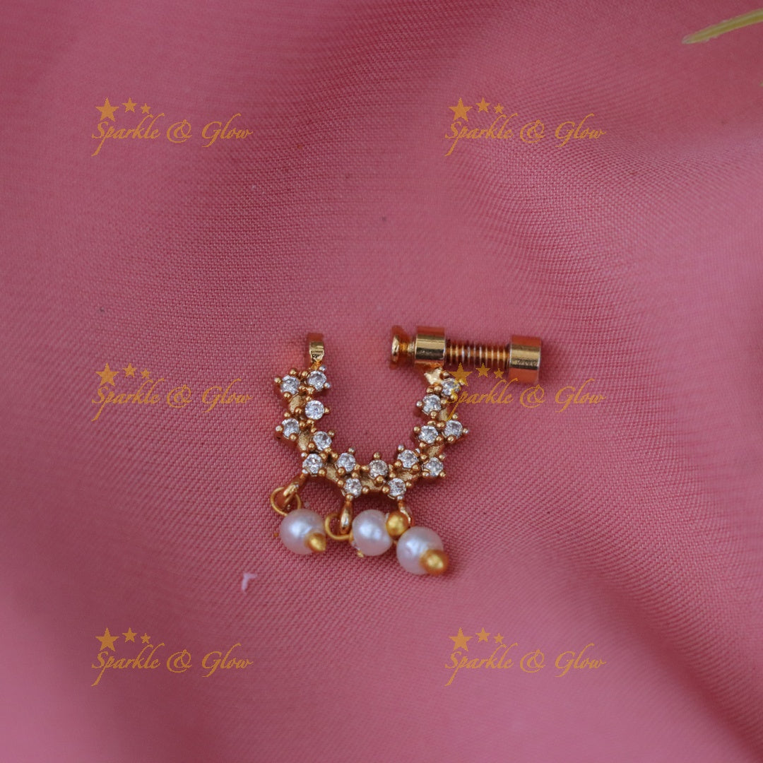 Exquisite Stone Pearl Nosepin for Wedding Elegance