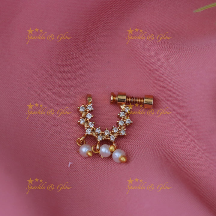 Exquisite Stone Pearl Nosepin for Wedding Elegance