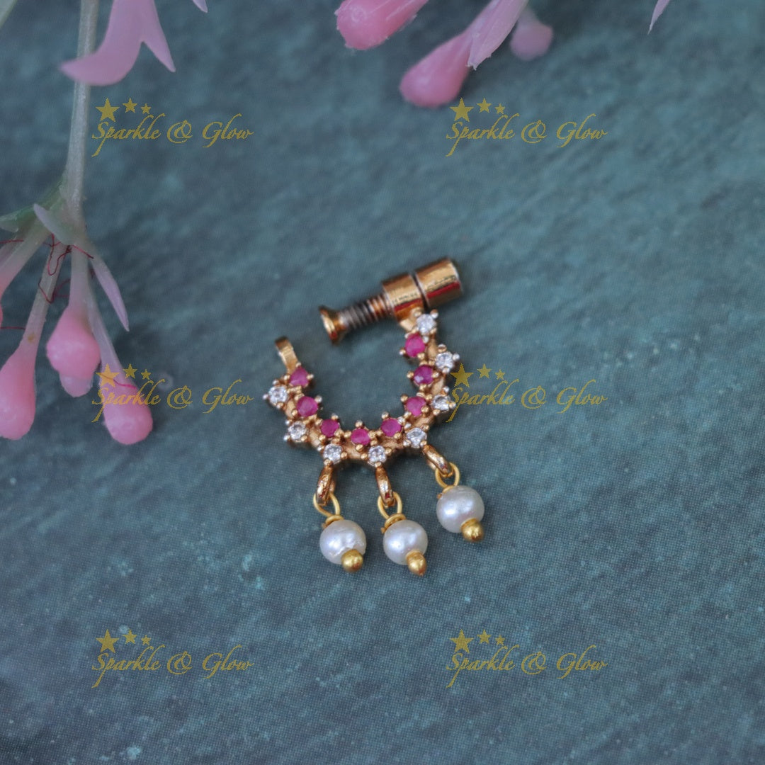Exquisite Stone Pearl Nosepin for Wedding Elegance